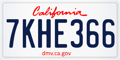 CA license plate 7KHE366