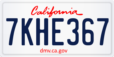 CA license plate 7KHE367