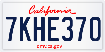 CA license plate 7KHE370