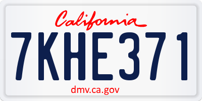 CA license plate 7KHE371