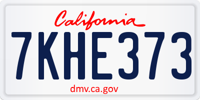 CA license plate 7KHE373