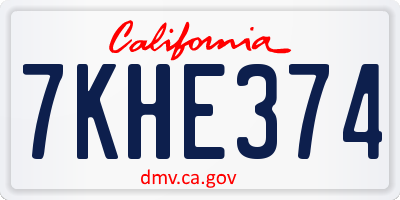CA license plate 7KHE374