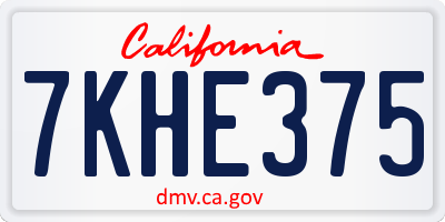 CA license plate 7KHE375