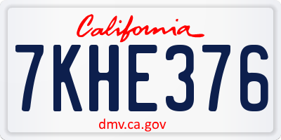 CA license plate 7KHE376
