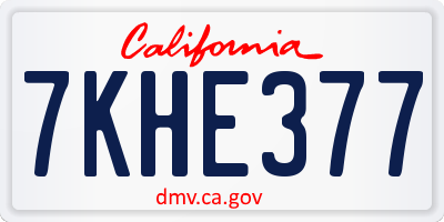 CA license plate 7KHE377