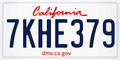 CA license plate 7KHE379