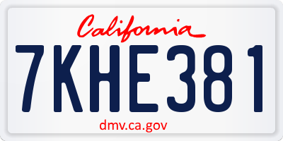 CA license plate 7KHE381