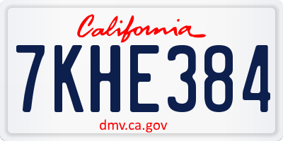 CA license plate 7KHE384