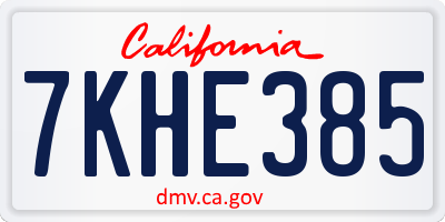 CA license plate 7KHE385