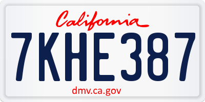 CA license plate 7KHE387