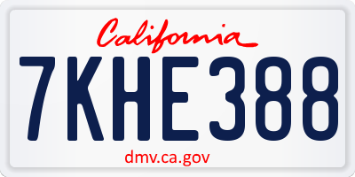 CA license plate 7KHE388