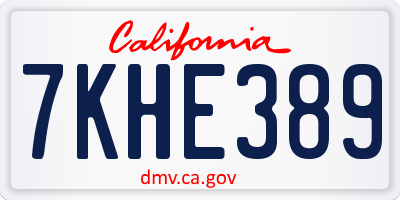 CA license plate 7KHE389