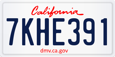 CA license plate 7KHE391