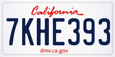 CA license plate 7KHE393