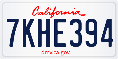 CA license plate 7KHE394
