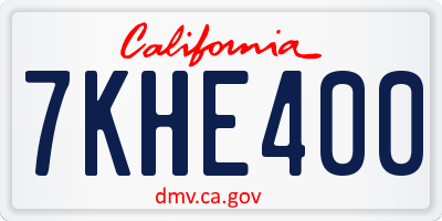 CA license plate 7KHE400