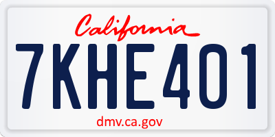 CA license plate 7KHE401