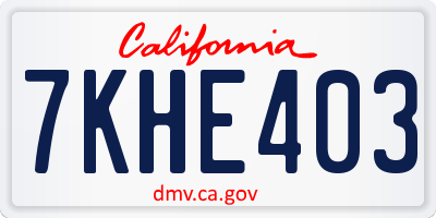 CA license plate 7KHE403