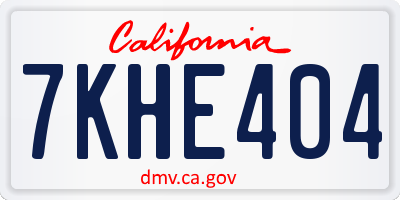 CA license plate 7KHE404