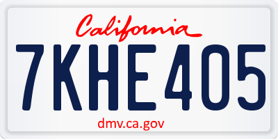 CA license plate 7KHE405