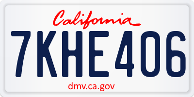 CA license plate 7KHE406