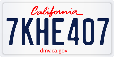 CA license plate 7KHE407