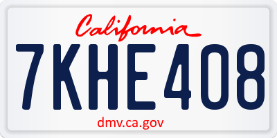 CA license plate 7KHE408