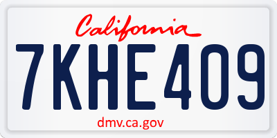 CA license plate 7KHE409