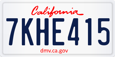 CA license plate 7KHE415