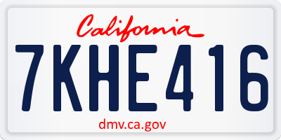 CA license plate 7KHE416