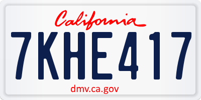 CA license plate 7KHE417