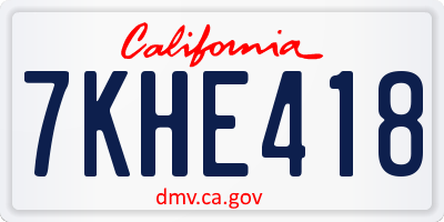 CA license plate 7KHE418