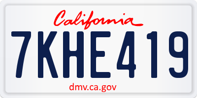 CA license plate 7KHE419