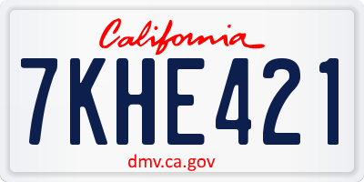 CA license plate 7KHE421