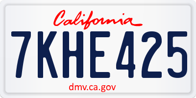CA license plate 7KHE425