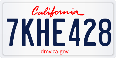 CA license plate 7KHE428