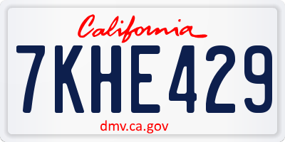 CA license plate 7KHE429
