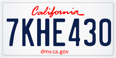 CA license plate 7KHE430