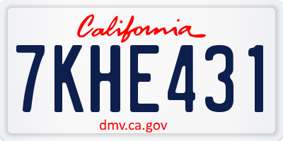 CA license plate 7KHE431