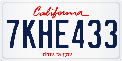 CA license plate 7KHE433