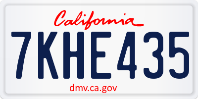 CA license plate 7KHE435