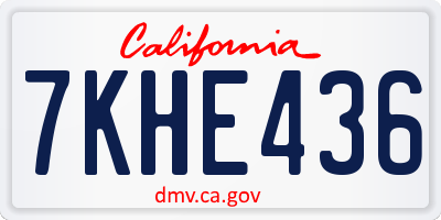 CA license plate 7KHE436