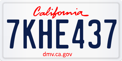 CA license plate 7KHE437
