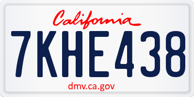 CA license plate 7KHE438