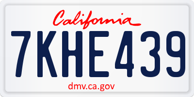 CA license plate 7KHE439