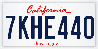 CA license plate 7KHE440