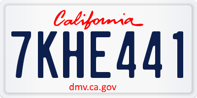 CA license plate 7KHE441