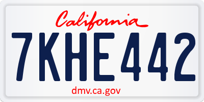 CA license plate 7KHE442