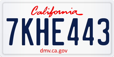 CA license plate 7KHE443