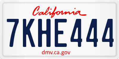 CA license plate 7KHE444